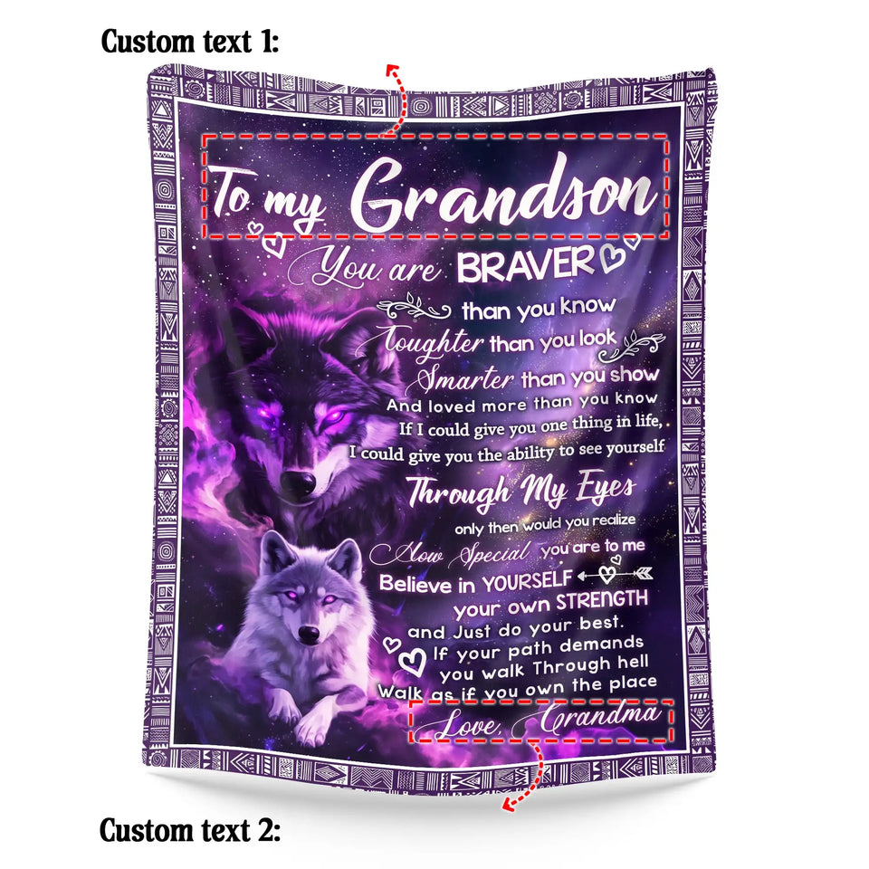 Personalized Grandson Blanket – Custom Name Gift from Grandma