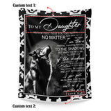 Personalized Daughter Blanket From Dad – Black Wolf Inspirational Gift