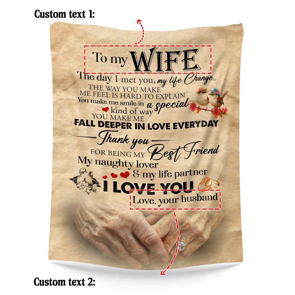 Personalized Wife Blanket From Husband – Vintage Love Anniversary Gift