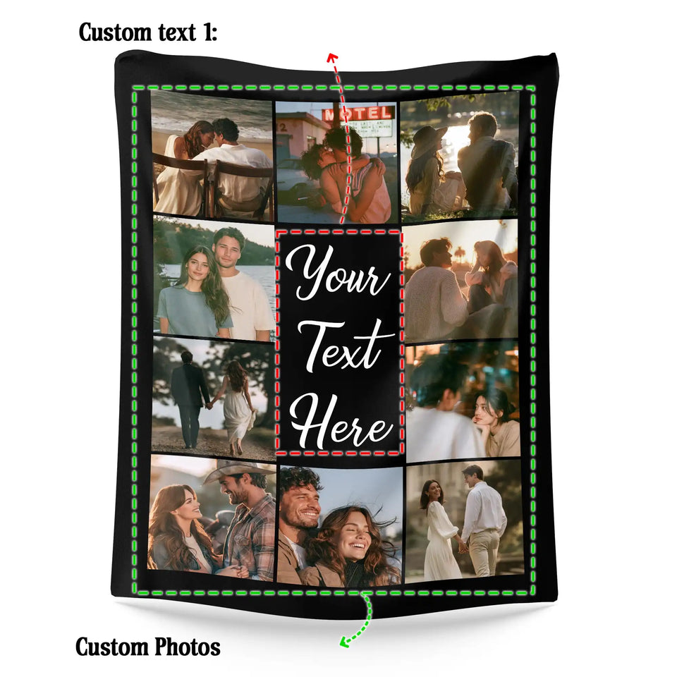 Custom Photo Blanket –  Personalized 1st Anniversary Birthday Gifts For Wife Her Him Couple Gifts