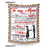 Personalized Mom Blanket From Son – Mother Son Appreciation Gift