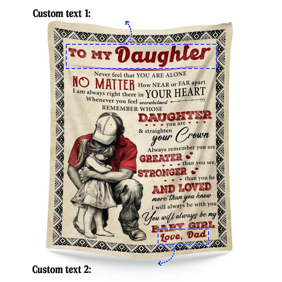 Personalized Daughter Blanket From Dad – Never Feel Alone Gift