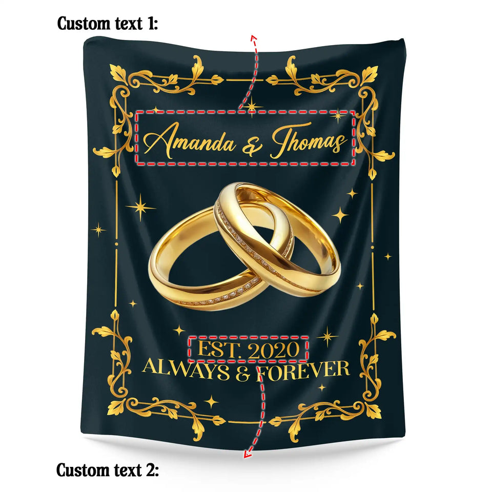 Personalized Couple Blanket – Custom Names & Anniversary Year Gift
