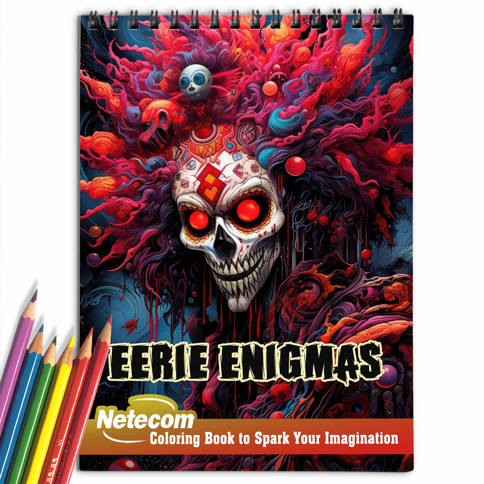 Eerie Enigmas Spiral Bound Coloring Book, Summon Wonder and Delight with Intricate Designs in this Eerie Enigmas Coloring Adventure