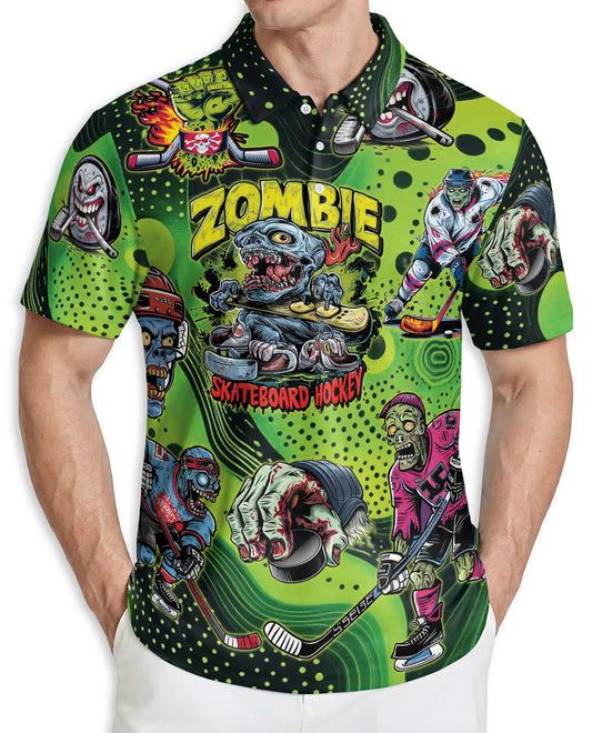Zombie Skateboard Hockey Polo Shirt – Horror Sports Graphic | Azhobbyshop