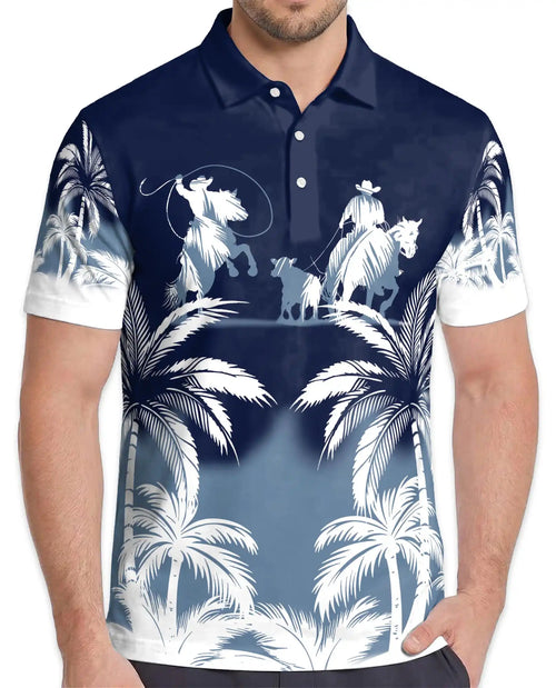 Cowboy Western 3D Polo Shirt for Men – Ranch Rodeo Tropical Style | Azhobbyshop