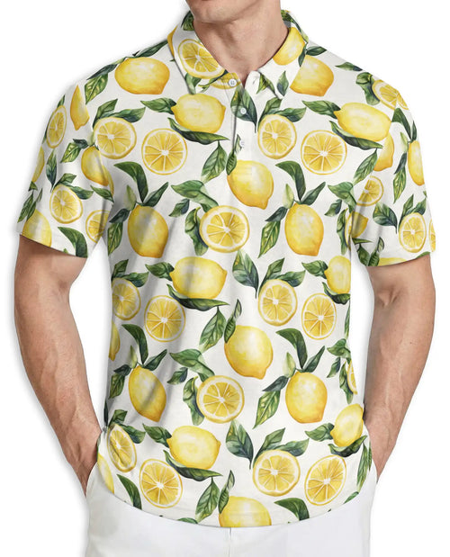 Lemon Fresh 3D Polo Shirt for Men – Citrus Fruit Summer Print | Azhobbyshop