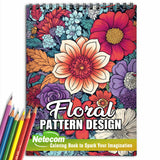 Floral Pattern Spiral Bound Coloring Book,  Embark on a Coloring Journey with 30 Intricate Flower Doodles for Relaxation and Inspiration