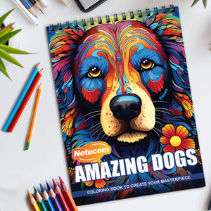 Amazing Dogs Spiral Bound Coloring Book, Lovable Dog Illustrations for a Heartwarming Experience, Great for Dog Lovers and Animal Art Enthusiasts