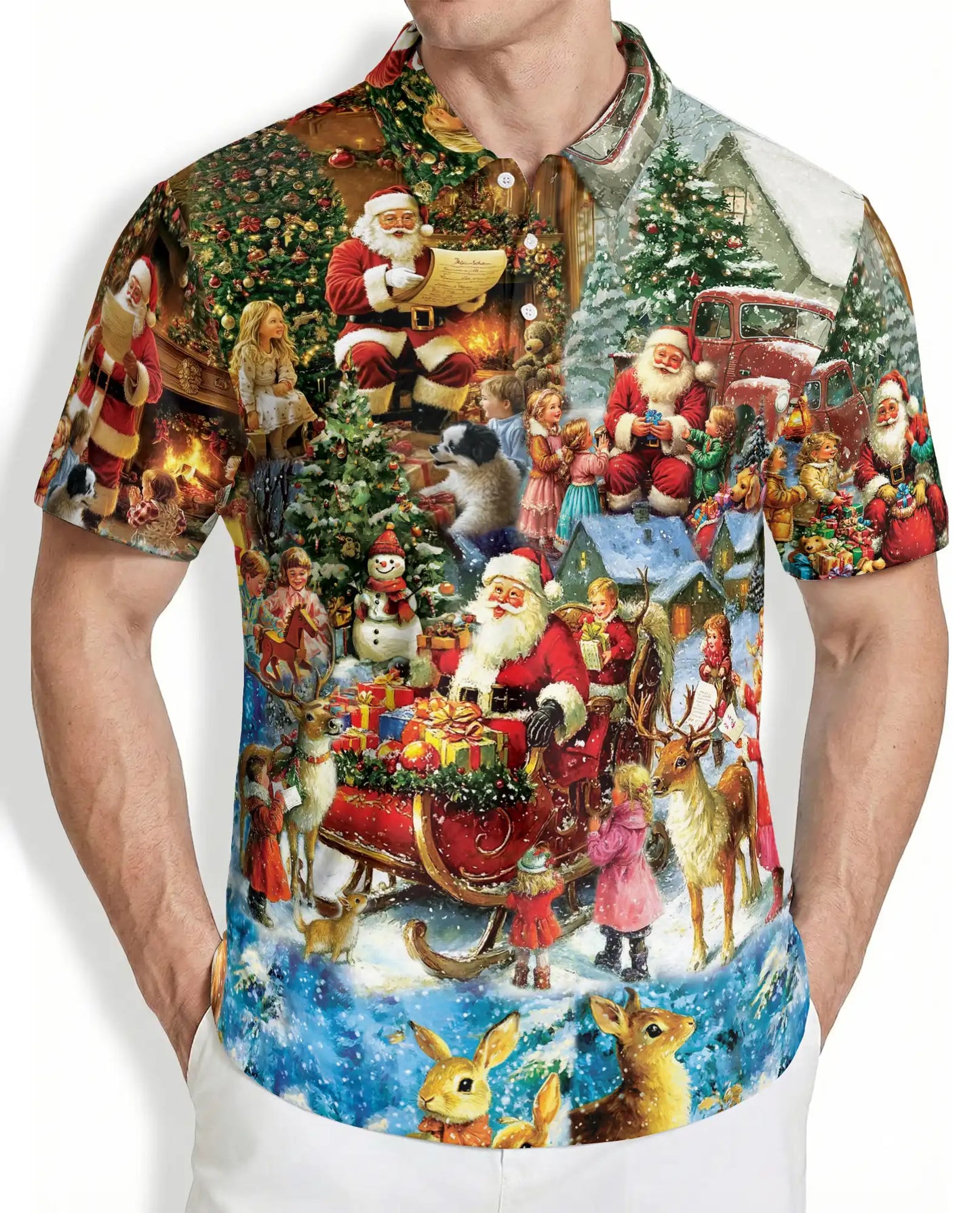 Santa Is Delivering Love Christmas Polo Shirt | Azhobbyshop
