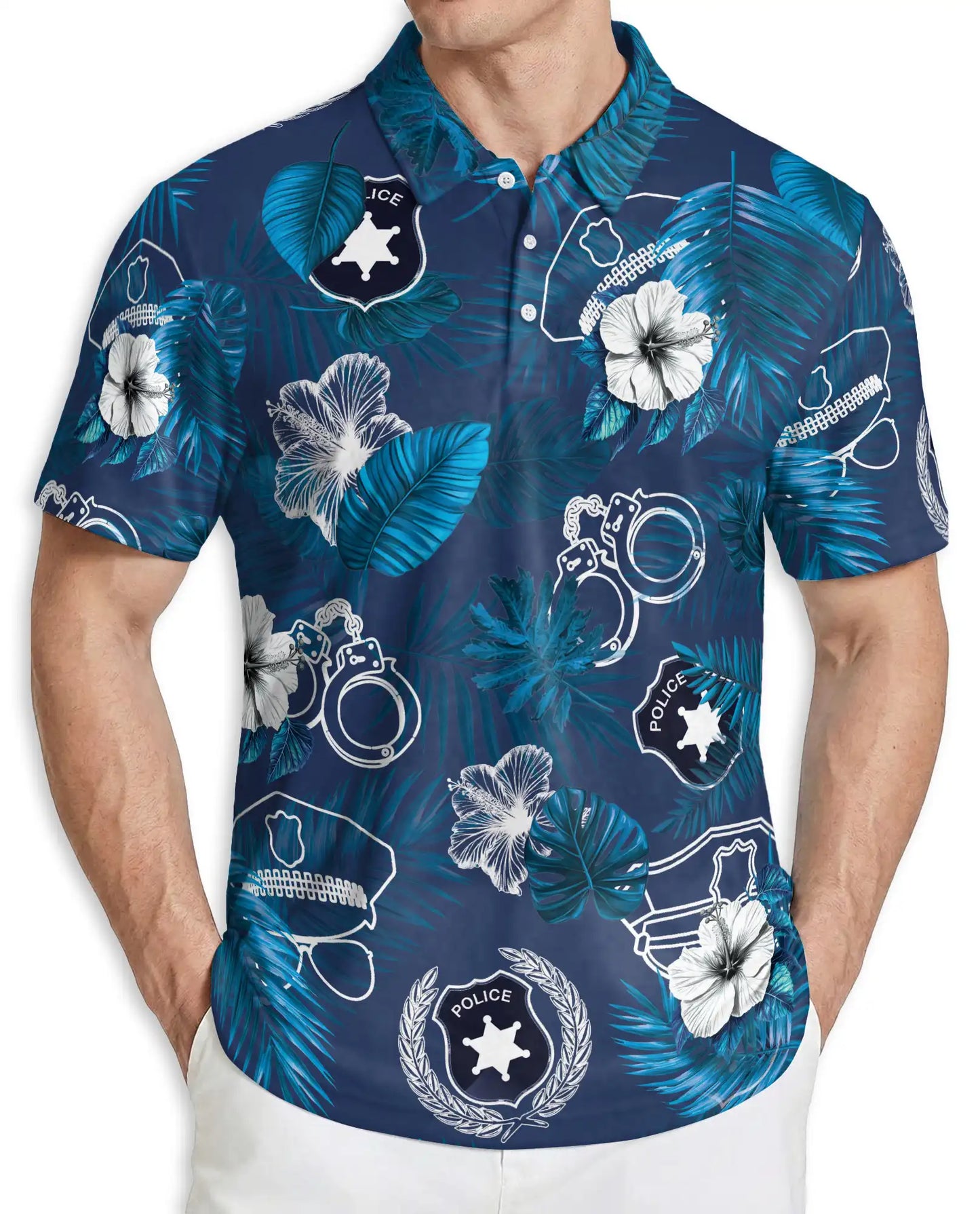 Police Polo Shirt – Tropical Law Enforcement Hawaiian Style | Azhobbyshop