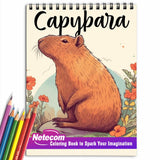 Capybara Spiral Bound Coloring Book, Discover 30 Serene Coloring Pages, Depicting Capybaras Enjoying the Water and Surrounding Wildlife