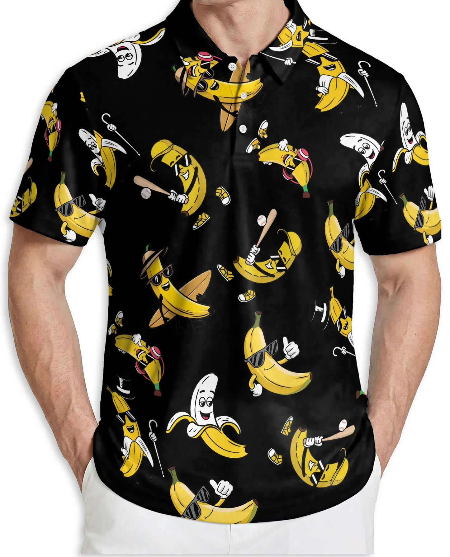 Funny Banana 3D Polo Shirt for Men – Cool Fruit Cartoon Style | Azhobbyshop