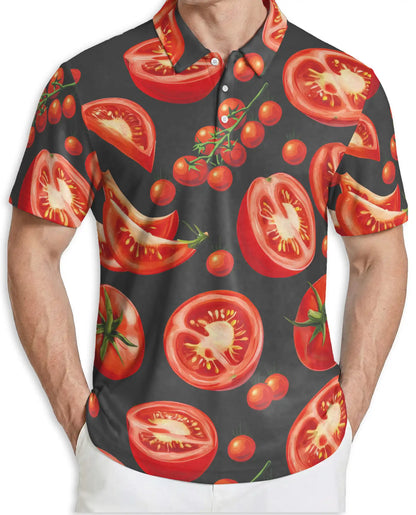 Tomato Polo Shirt -Funny Food Print Fresh Veggie Shirt | Azhobbyshop