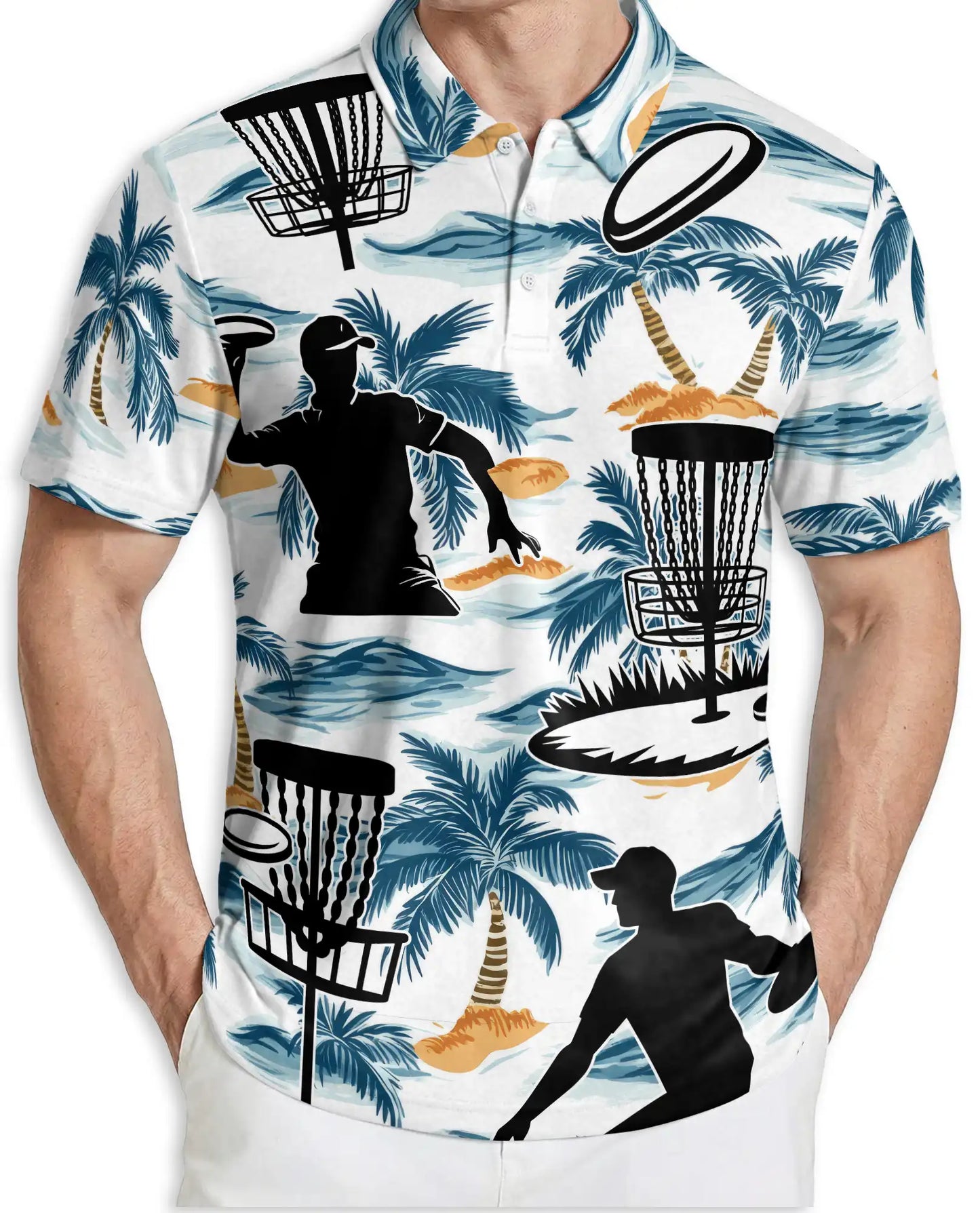 Disc Golf Tropical 3D Polo Shirt – Beach Palm Tree Sport Style | Azhobbyshop