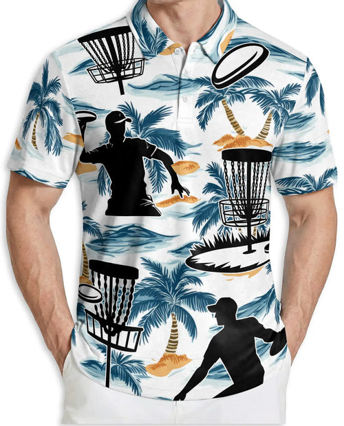 Disc Golf Tropical 3D Polo Shirt – Beach Palm Tree Sport Style | Azhobbyshop