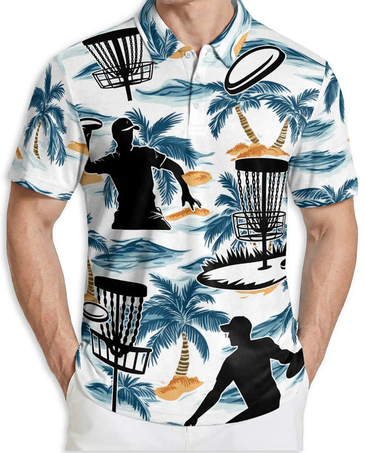 Disc Golf Tropical 3D Polo Shirt – Beach Palm Tree Sport Style | Azhobbyshop