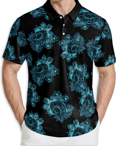 Sea Turtle Polo Shirt -Ocean Lover Tropical Beach Style | Azhobbyshop