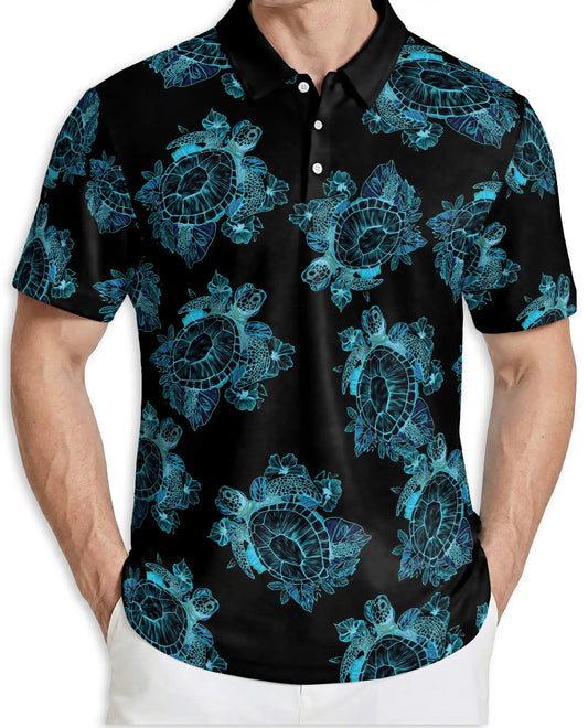 Sea Turtle Polo Shirt -Ocean Lover Tropical Beach Style | Azhobbyshop