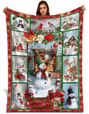 Snowman Christmas Blanket – Let It Snow Cardinal & Deer Holiday Throw