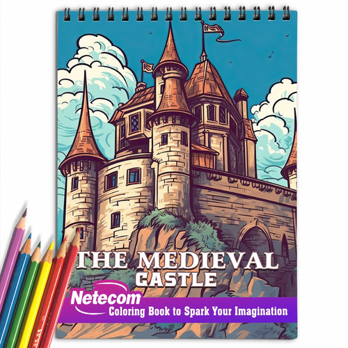 The Medieval Castle Spiral Bound Coloring Book, Delve into 30 Intricate Coloring Pages, Unveiling the Architectural Marvels and Imposing Structures of Medieval Castles