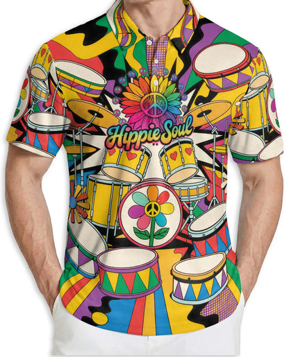 Love Drums Polo Shirt- Hippie Soul Music Festival Style | Azhobbyshop