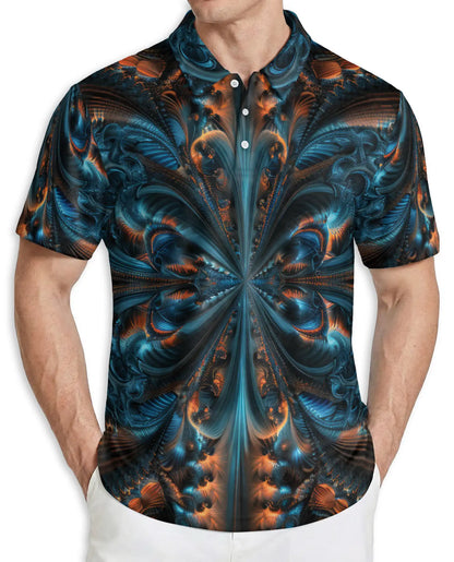 Fractal High Quality Polo Shirt – Premium Abstract Symmetry 3D Print | Azhobbyshop