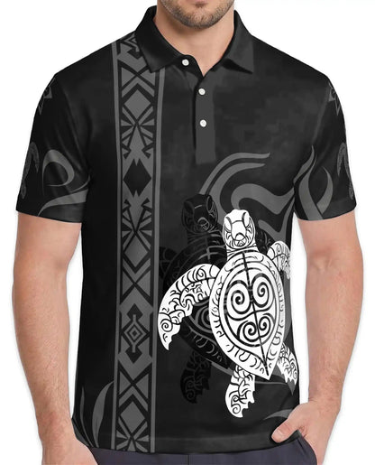 Polynesian Turtle Polo Shirt – Tribal Sea Turtle Hawaiian Style | Azhobbyshop