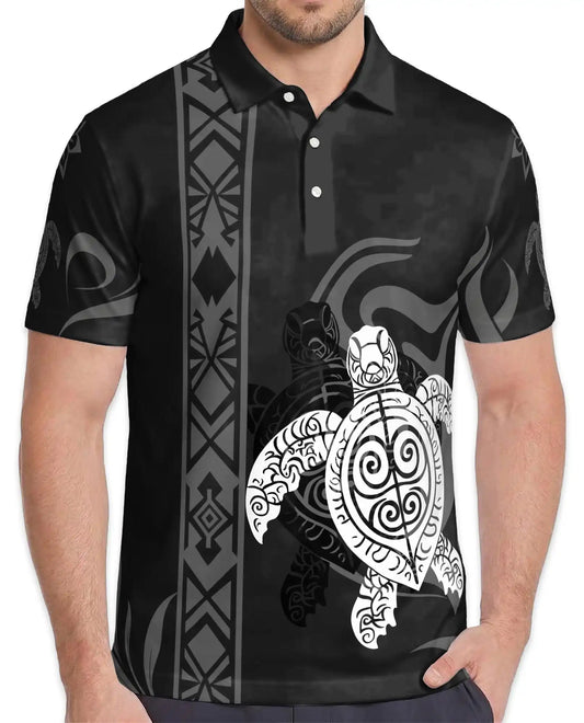 Polynesian Turtle Polo Shirt – Tribal Sea Turtle Hawaiian Style | Azhobbyshop