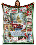 Merry Christmas Red Truck Blanket – Rustic Buffalo Plaid Holiday Throw