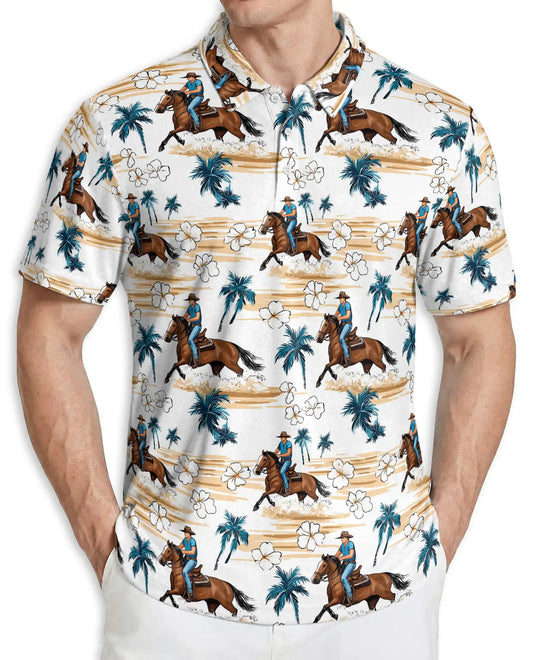 Cowboy Horse Polo Shirt – Western Tropical Beach Style | Azhobbyshop