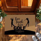 Personalized Golf Couple Doormat – Custom Names Anniversary Mat