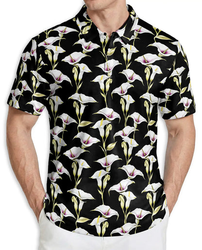Calla Lily Floral Pattern Polo Shirt | Azhobbyshop