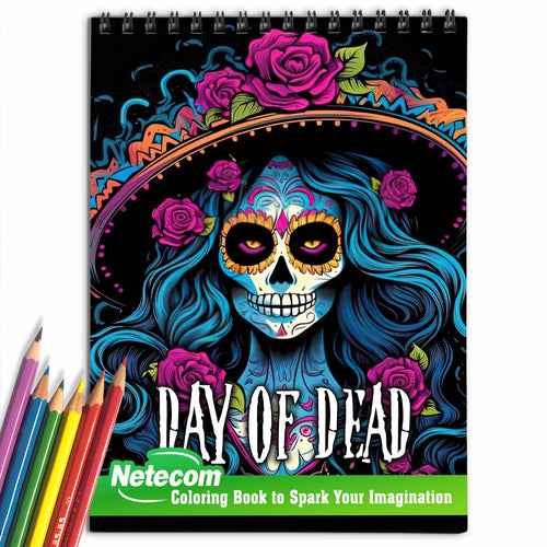 Day Of Dead Spiral Bound Coloring Book, Celebrate the Joyful Remembrance with 30 Mesmerizing Sugar Skulls Coloring Pages for Day of the Dead Art Fans to Explore the Intricate Patterns and Symbolism of Sugar Skulls