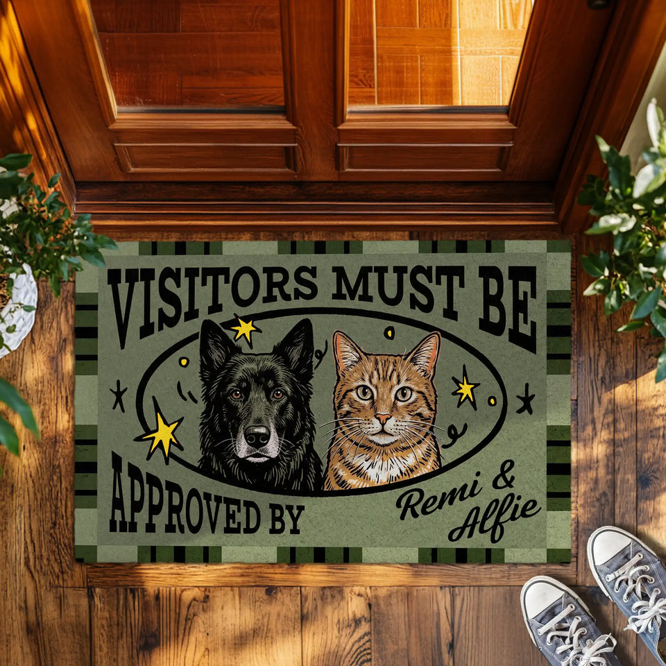 Personalized Vintage Pet Doormat – Custom Dog & Cat Portrait Mat