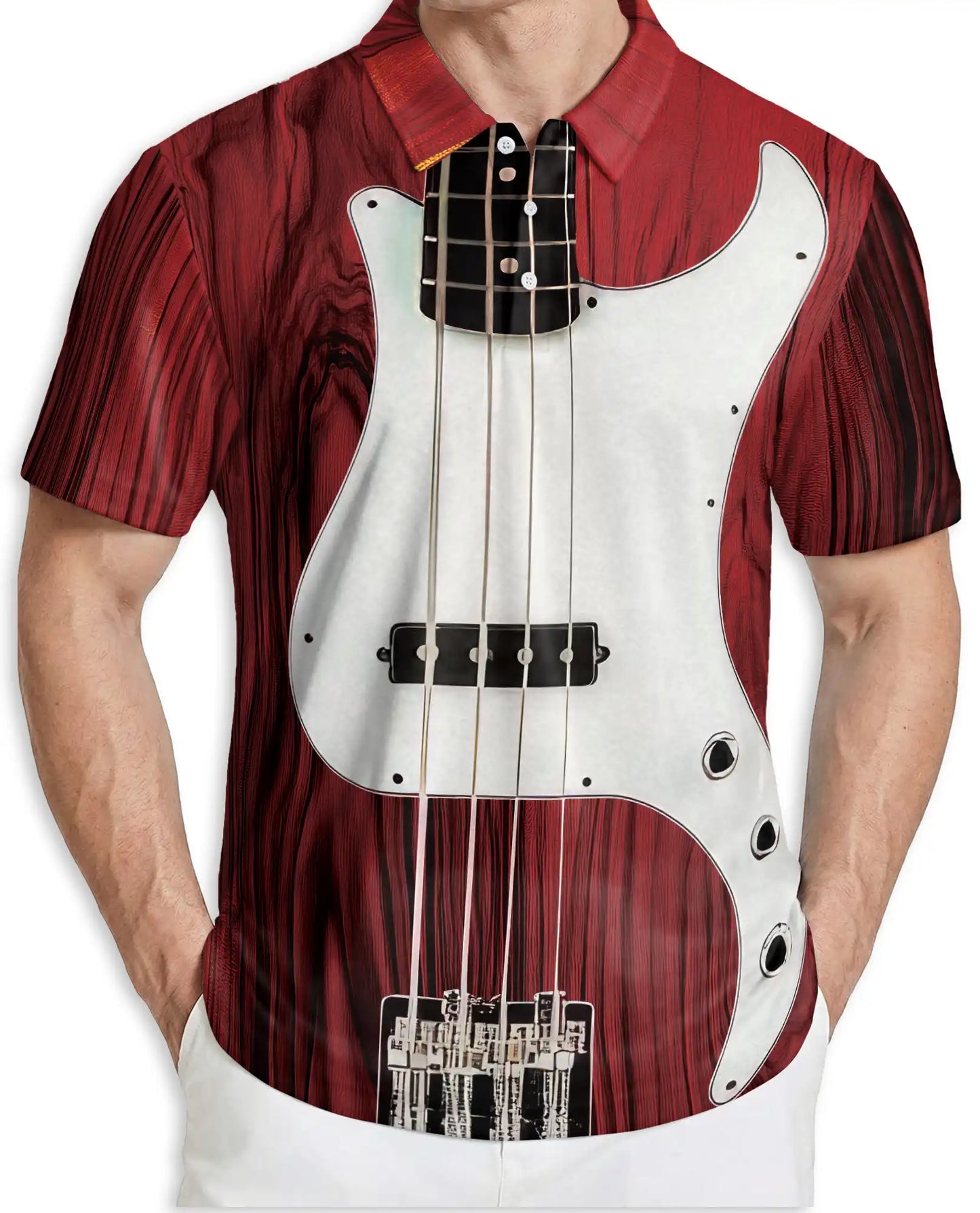 Bass Guitar Polo Shirt 3D- Instrument Print Music Lover Shirt | Azhobbyshop