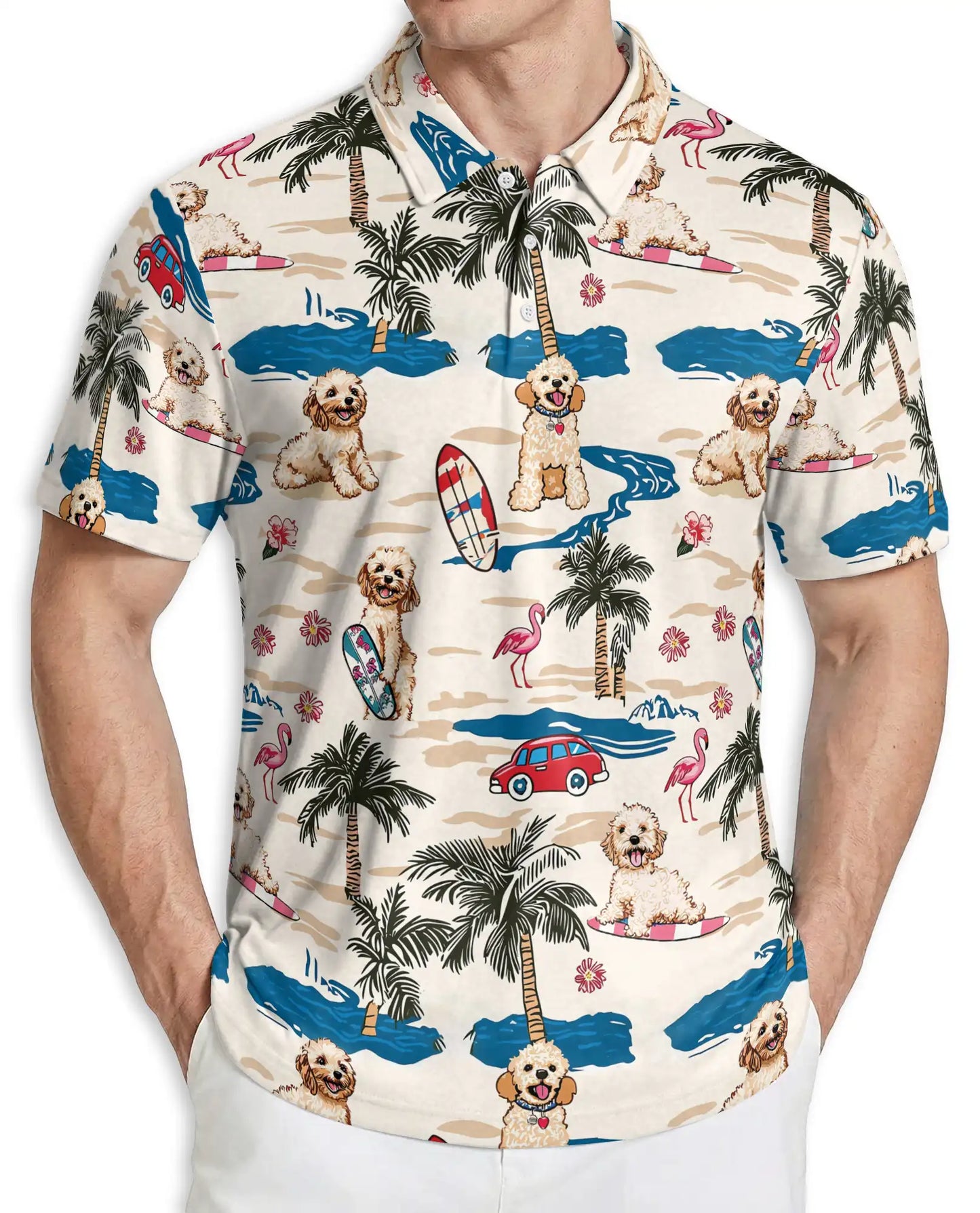 Goldendoodle Beach Polo Shirt – Summer Dog Hawaiian Style | Azhobbyshop