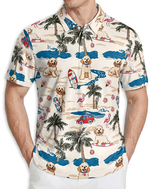 Goldendoodle Beach Polo Shirt – Summer Dog Hawaiian Style | Azhobbyshop