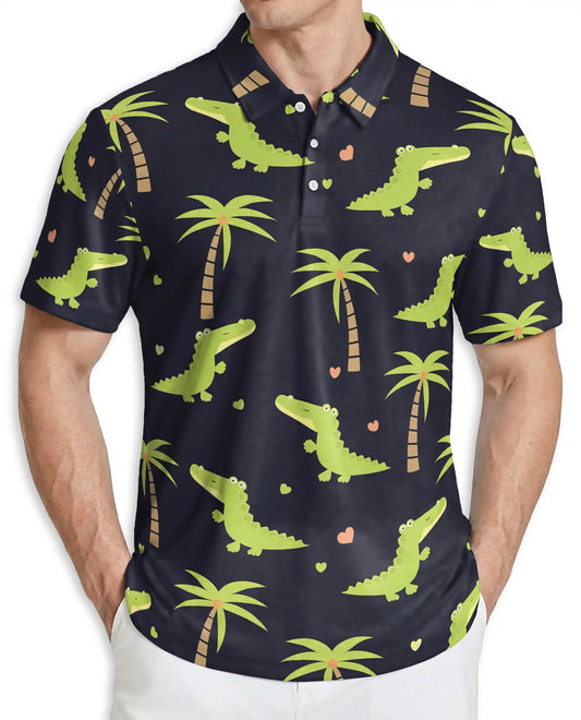 Cute Alligator Polo Shirt – Tropical Palm Tree Fun Style | Azhobbyshop