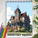 Architect Houses Spiral Bound Coloring Book, Explore 30 Captivating Coloring Pages, Showcasing Architect Houses that Inspire Imagination and Creativity