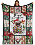 Pug Christmas Blanket – Merry Christmas Dog Lover Patchwork Throw