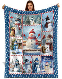 Snowman Christmas Blanket – Cardinal & Woodland Winter Patchwork Throw