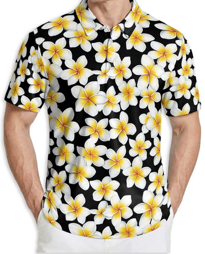 Yellow Plumeria Floral Polo Shirt | Azhobbyshop