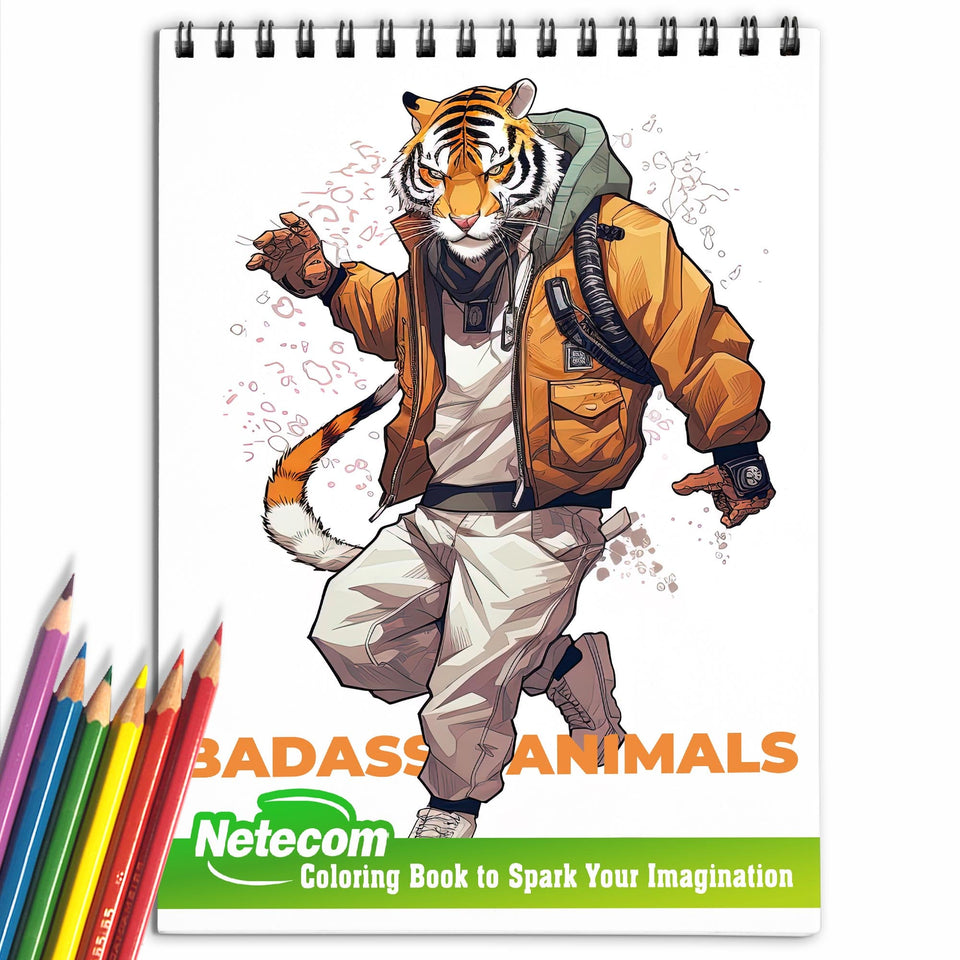 Badass Animals Spiral Bound Coloring Book: Ignite Creativity with 30 Bold and Badass Animal Illustrations for Artistic Souls