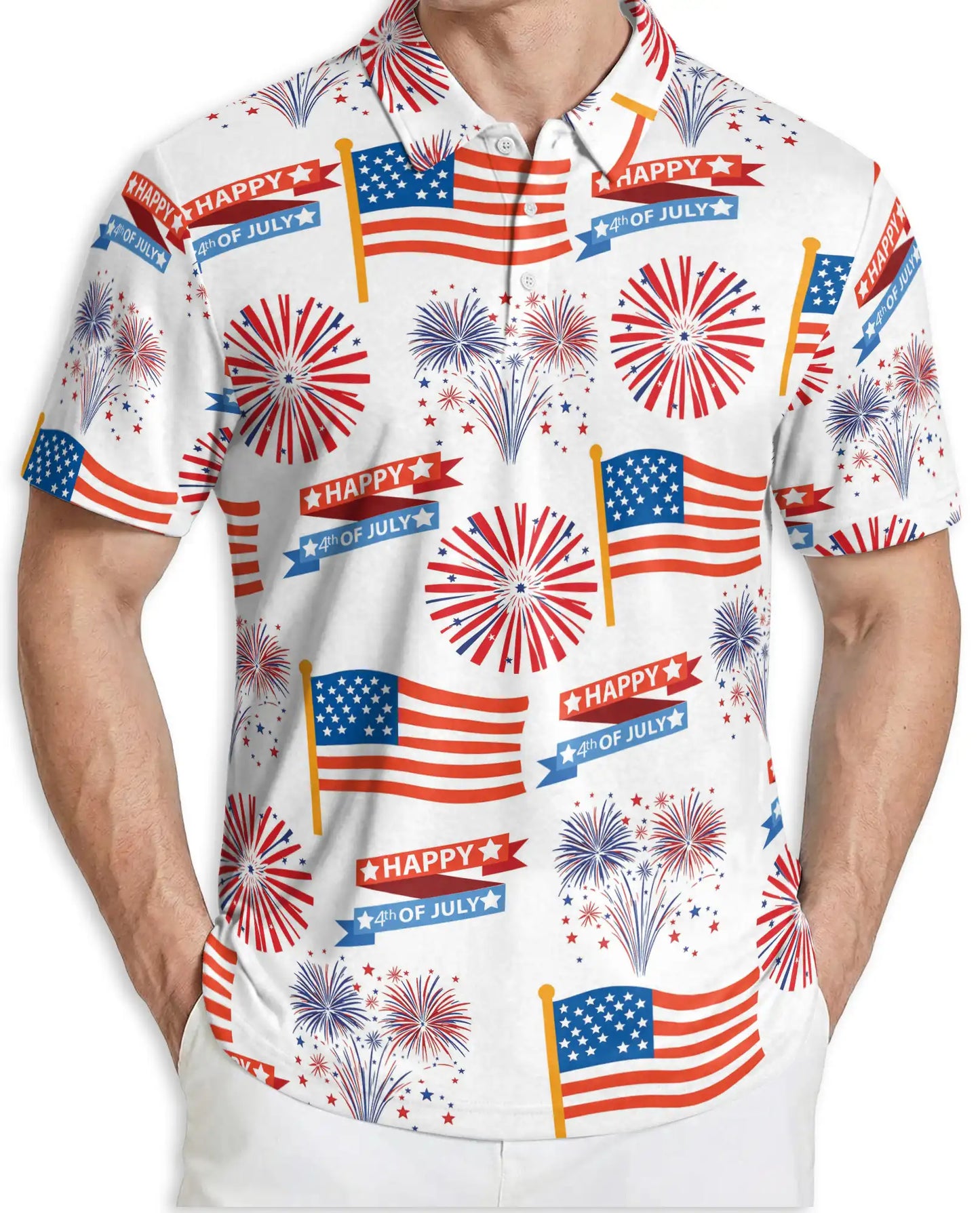 4th of July American Flag Fireworks Polo Shirt | Azhobbyshop