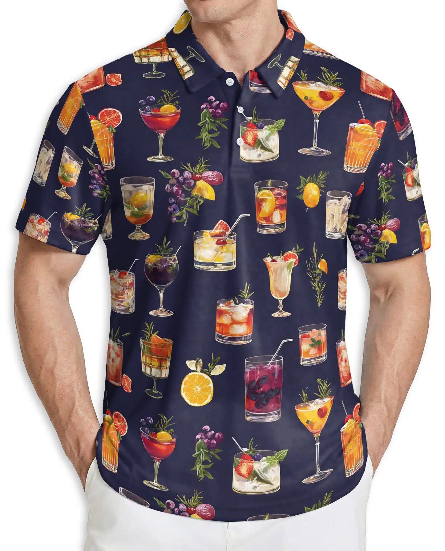 Summer Cocktails 3D Polo Shirt for Men – Tropical Drink Party Print | Azhobbyshop