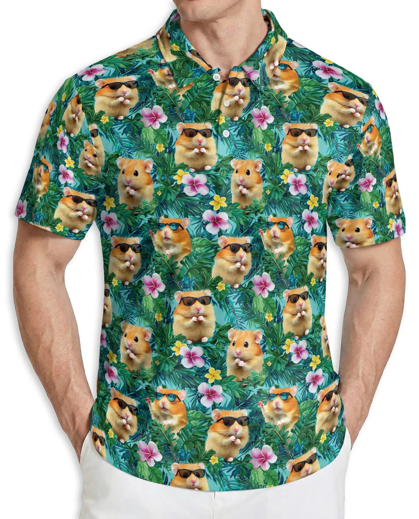 Cute Hamster Hawaiian Polo Shirt Tropical Summer Shirt | Azhobbyshop