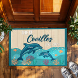 Personalized Dolphin Family Doormat – Custom Names Ocean Mat