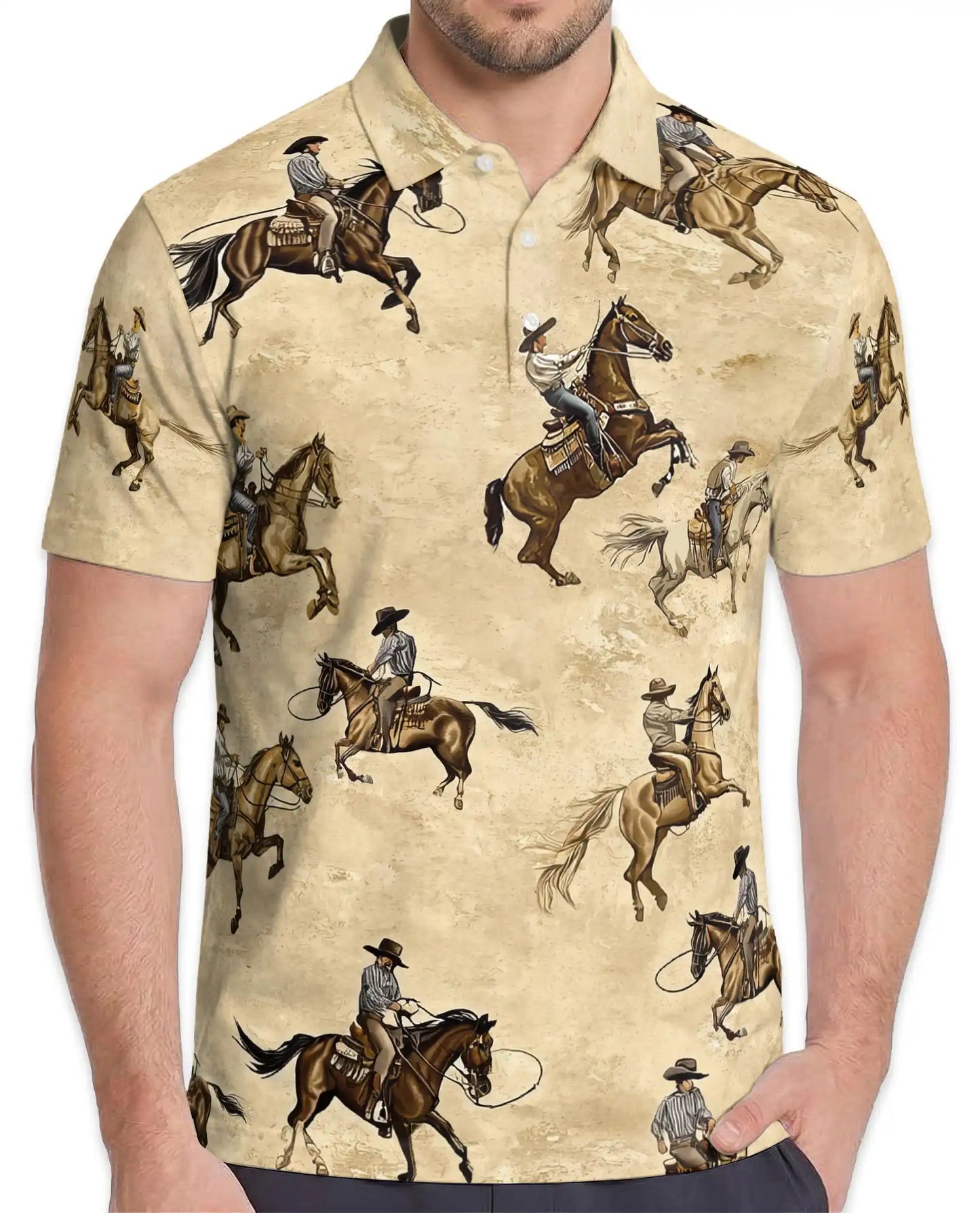 Brown Horse Western Cowboy Polo Shirt | Azhobbyshop