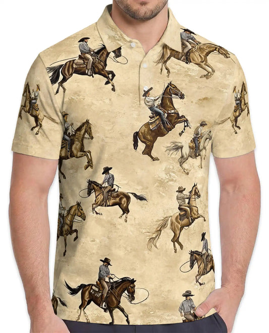 Brown Horse Western Cowboy Polo Shirt | Azhobbyshop
